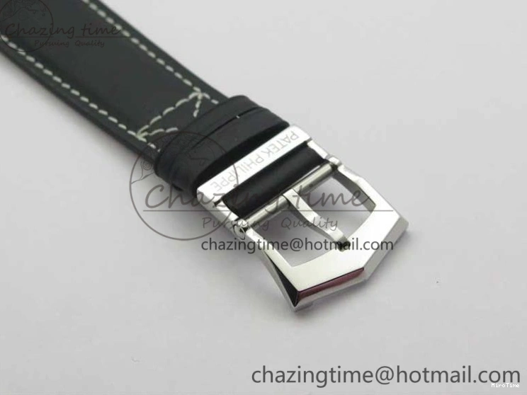 MIROTIME 0418 Practical Calatrava 5524 Pilot Travel Time SS GRF Blue Dial on Black Leather Strap A324 V 7107